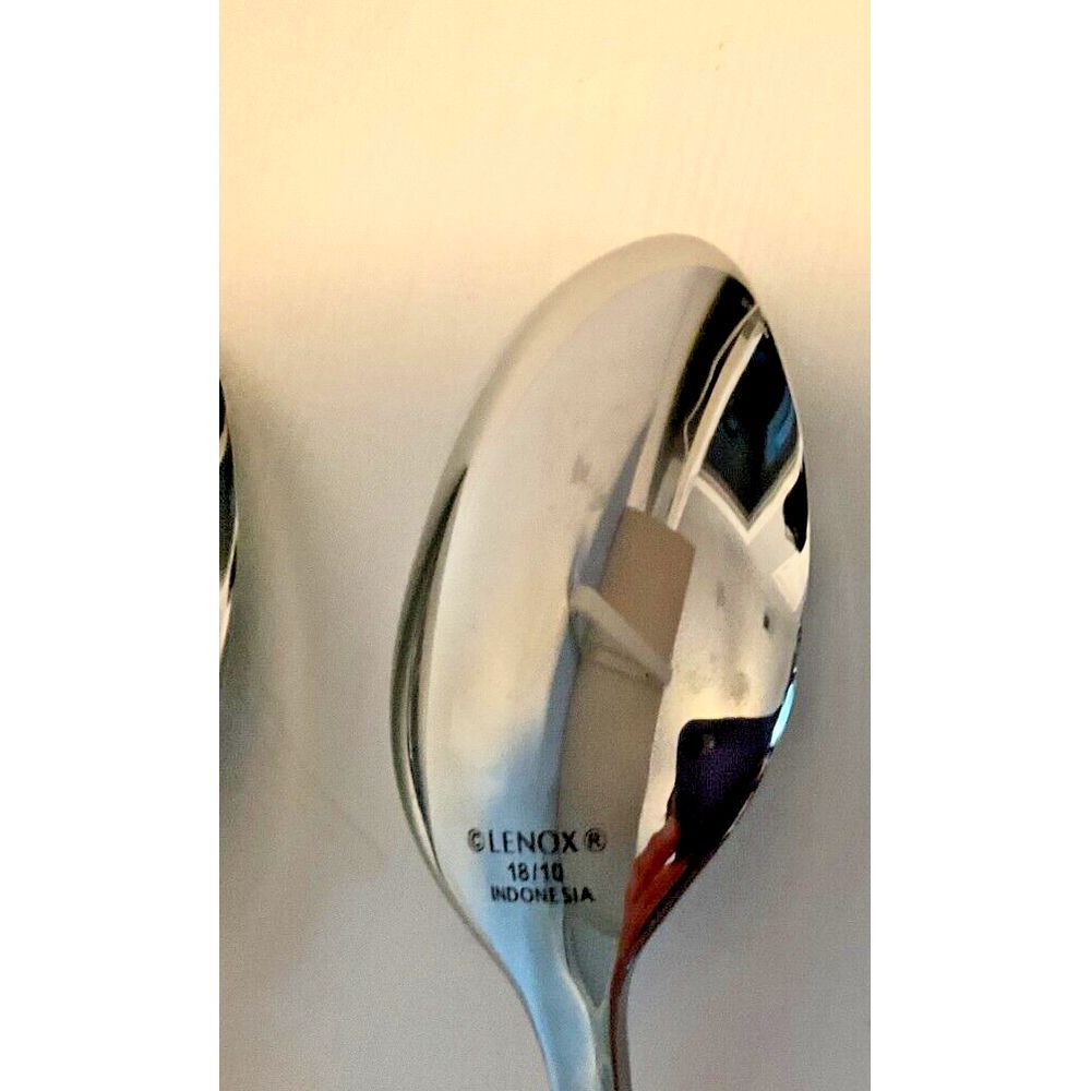 Set Of 2 Lenox Stainless Steel Flatware SCULPT Pattern 18/10 SOUP SPOONS 7 1/8" - Picture 3 of 3